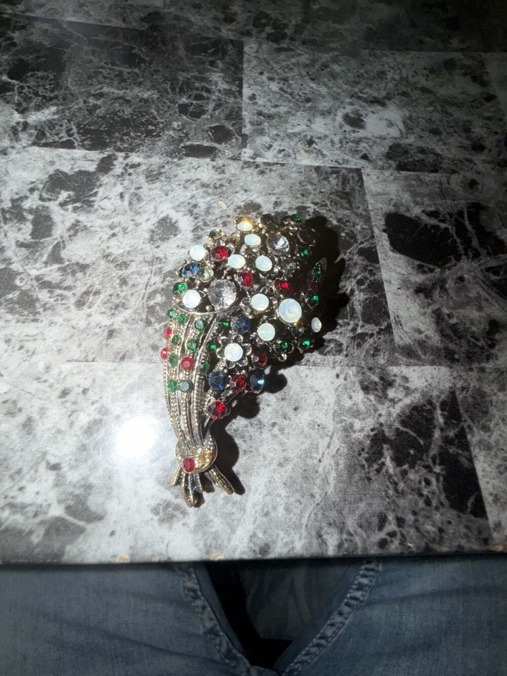 Vintage Multi-Color Rhinestone Floral Bouquet Brooch